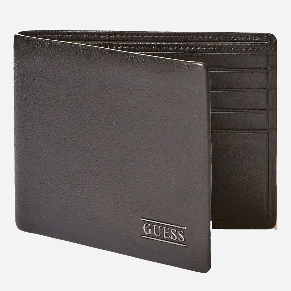 

Кошелек мужской кожаный Guess New Boston Flat Billfold SM2511LEA27-BLA Черный