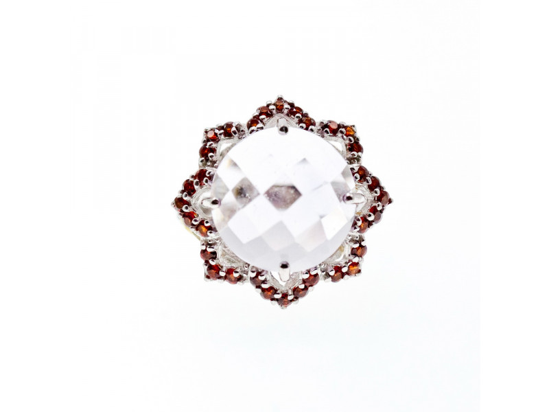 

Серебряное кольцо с морганитом и гранатом Цветы Натуральный Sky Jewelry 002998