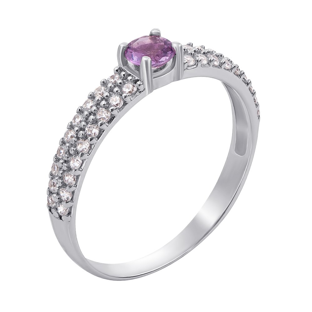 

Серебряное кольцо с аметистом и цирконием 000139197 16 размера