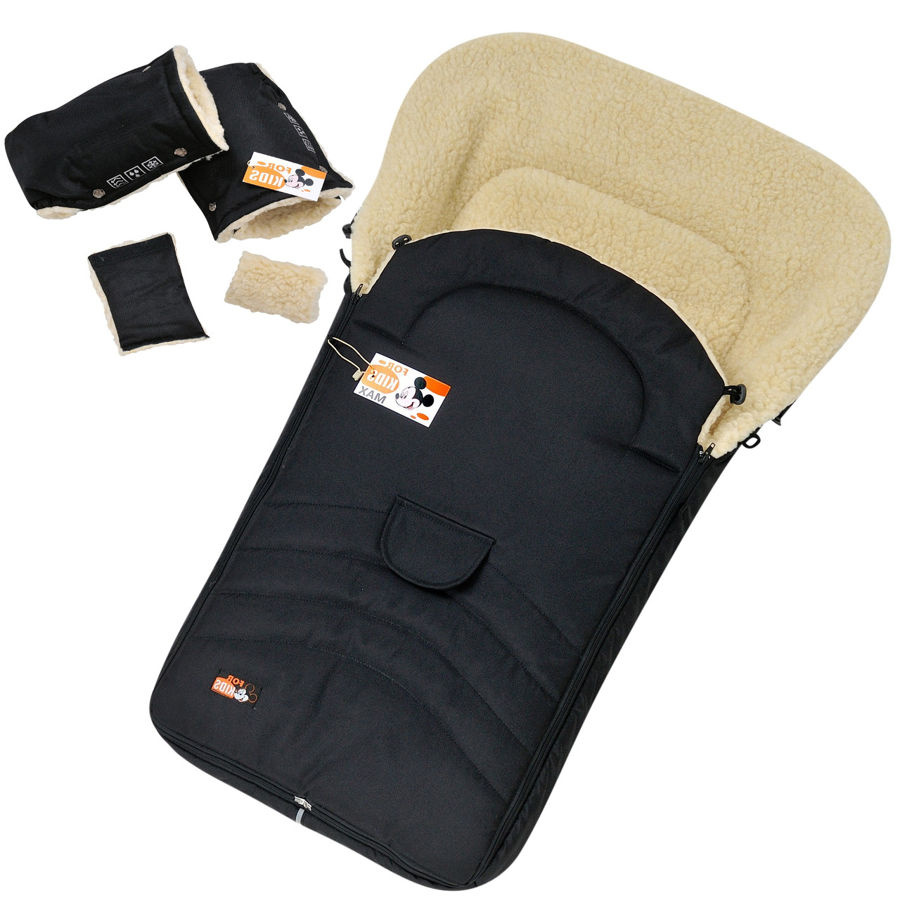 

Комплект конверт-чехол и муфты ForKids Макси чехол на овчине в коляску, чехол в люльку, конверт на санки FK323