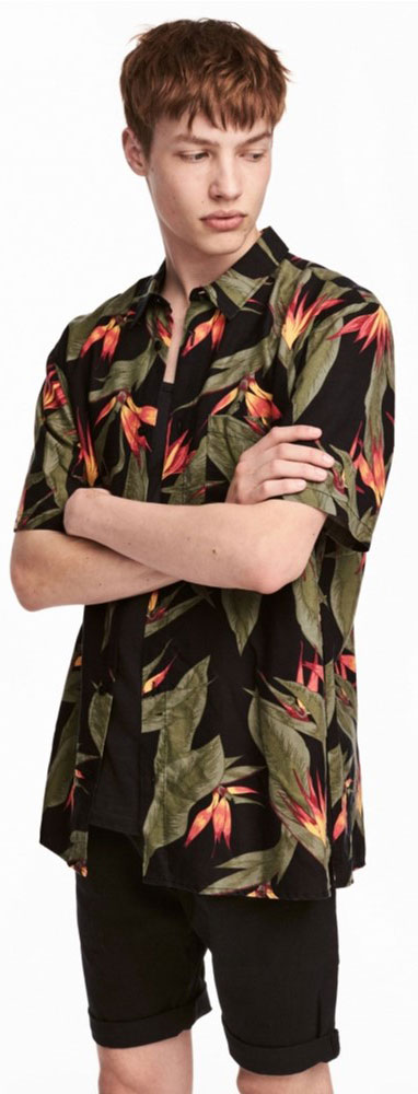 

Рубашка H&M 4700835 XS Черная с зеленым