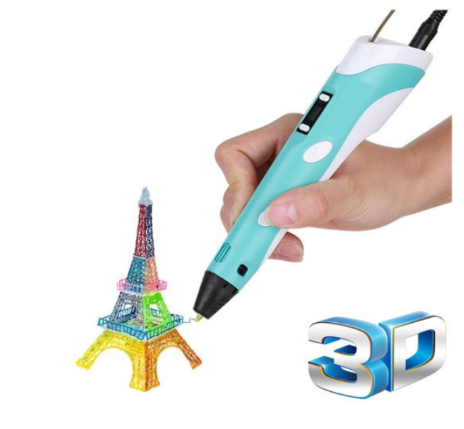 

3D Ручка 3 DPEN-2 с Экраном на Подставке с Пластиком PLA Голубая