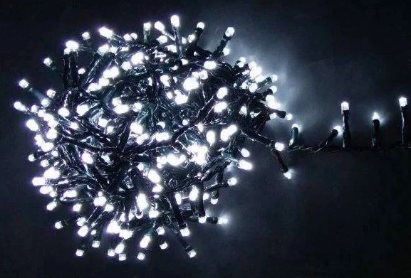 

Гирлянда черный шнур кристалл 300 LED белая