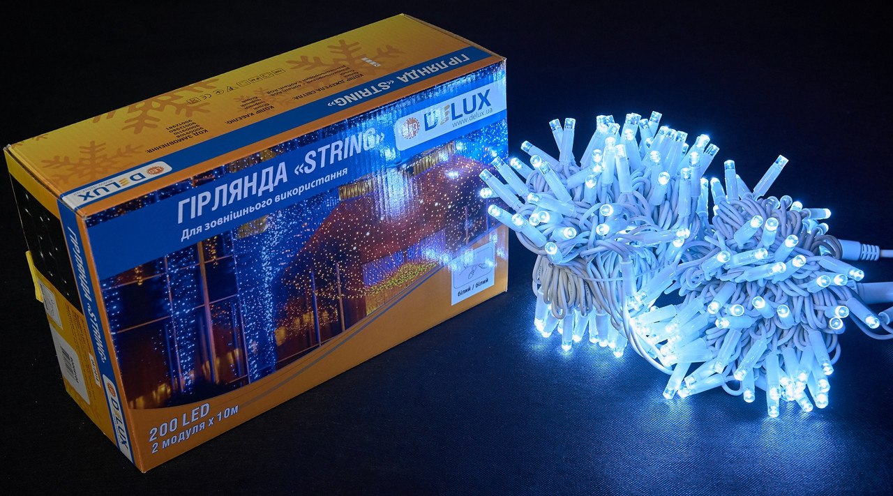 

Гирлянда внешняя DELUX STRING 200 LED нить 20m (2x10m) белый/белый IP44 EN