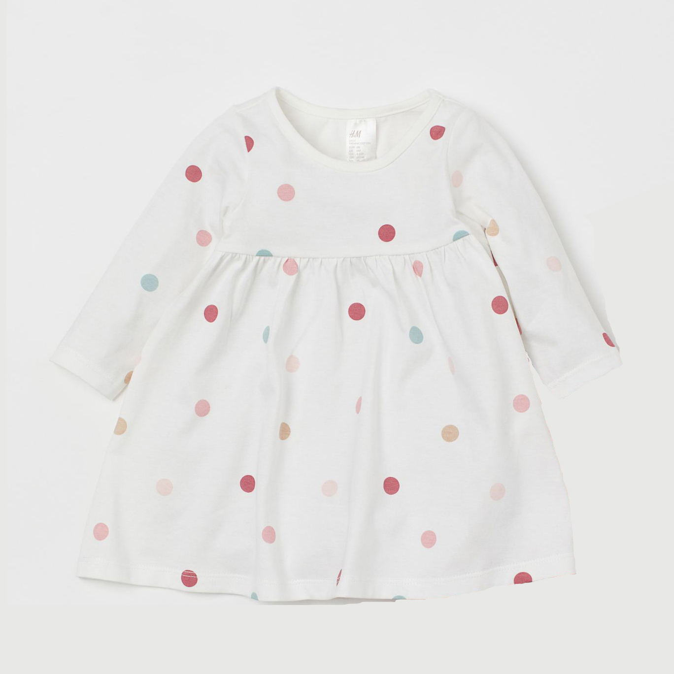

Платье с длинными рукавами H&M 2010-8834352 86 см Молочный/Горох