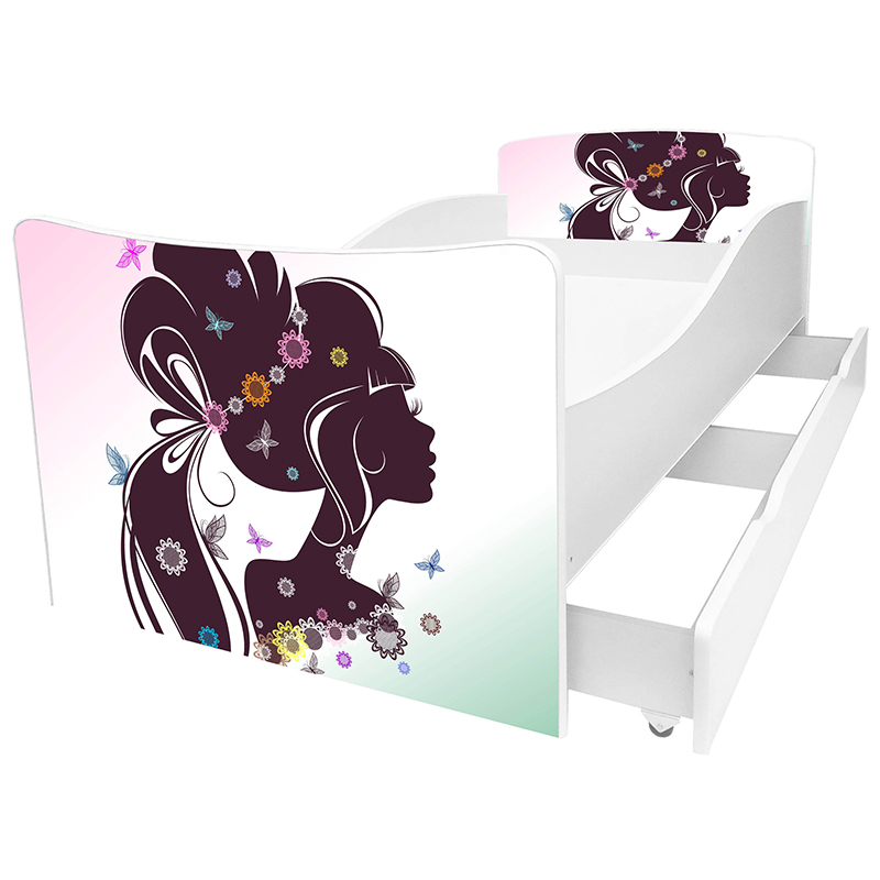 

Детская кровать с ящиком Viorina-deko Kinder-61 Силуэт девушка, коричневый new 90х190