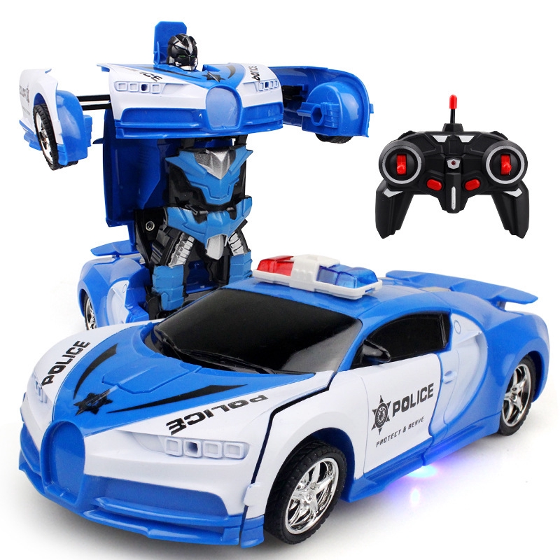 

Машинка детская на радиоуправлении Трансформер Bugatti Police Robot Car Size 18 Синий VD025