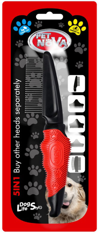 

Расческа Pet Nova для профессионального ухода за подшерстком 21 см (GRO-5IN1-LONG27-M)