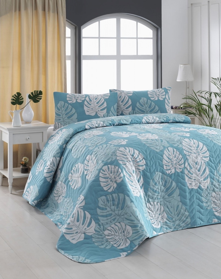 

Покрывало Eponj Home Monstera Mavi 200х235 см турция, поликоттон