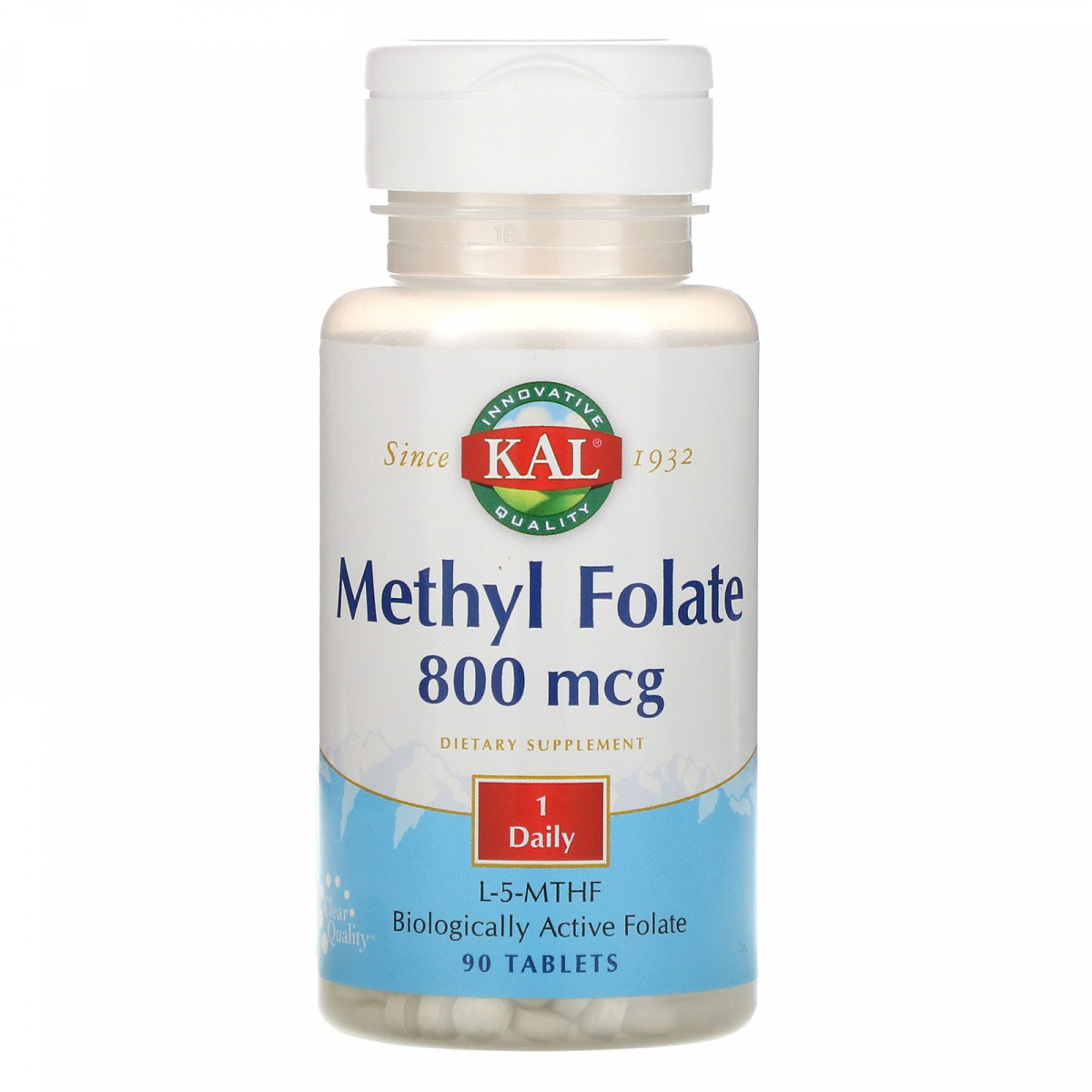 

Метилфолат, Methyl Folate, KAL, 800 мкг, 90 таблеток