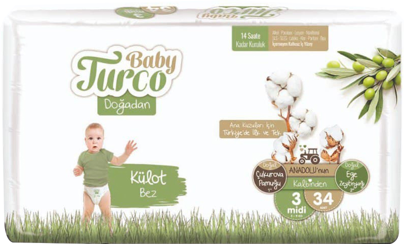 

Подгузники детские Baby Turco 3 Midi 5-9 кг 34 шт (8682241200030)