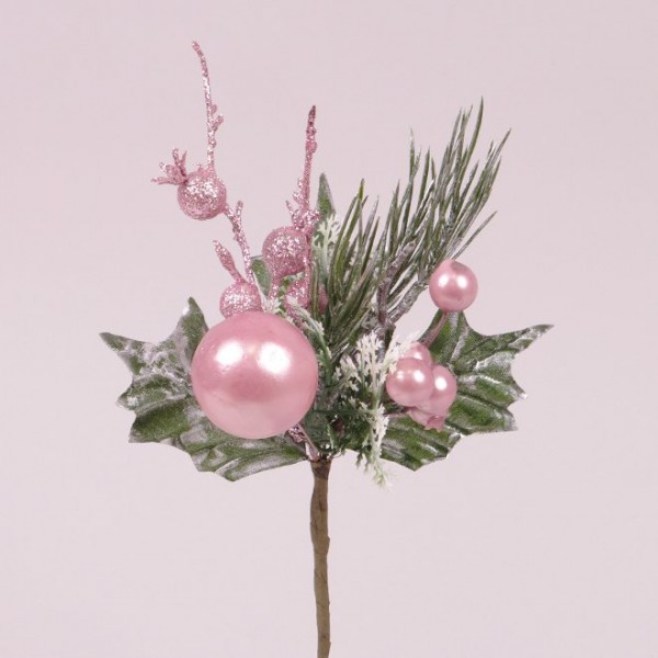 

Веточка новогодняя с розовыми ягодками 12шт/уп Flora 75872 (NAT08351)