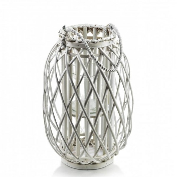 

Подсвечник-фонарь с ручкой LUCIE WHITE H-40 см. Flora 35614