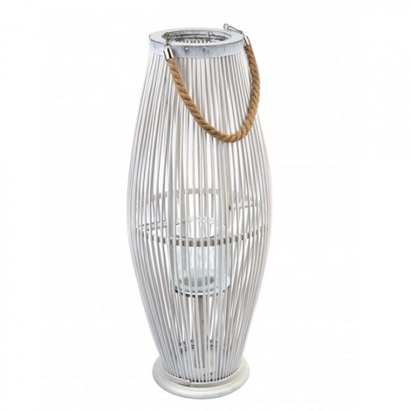 

Подсвечник-фонарь с ручкой LUCIE WHITE H-72 см. Flora 35634