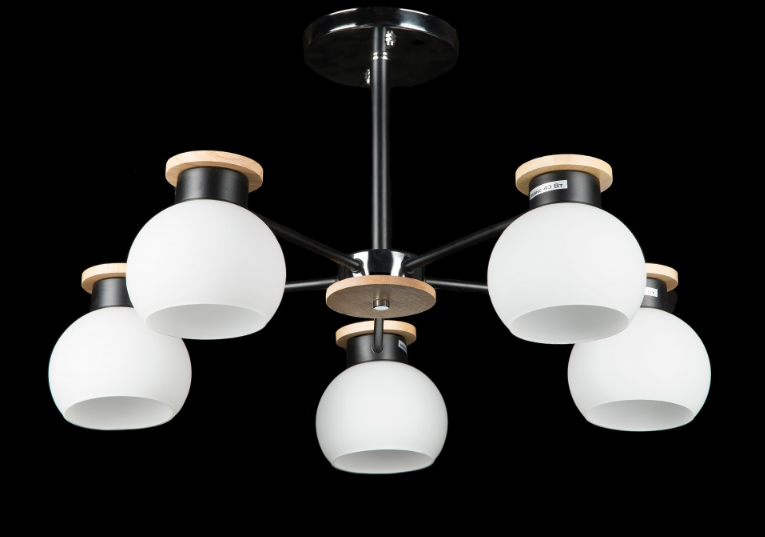 

Люстра с плафонами Ray L9747B/5 (BLK+CR) (AN005016)