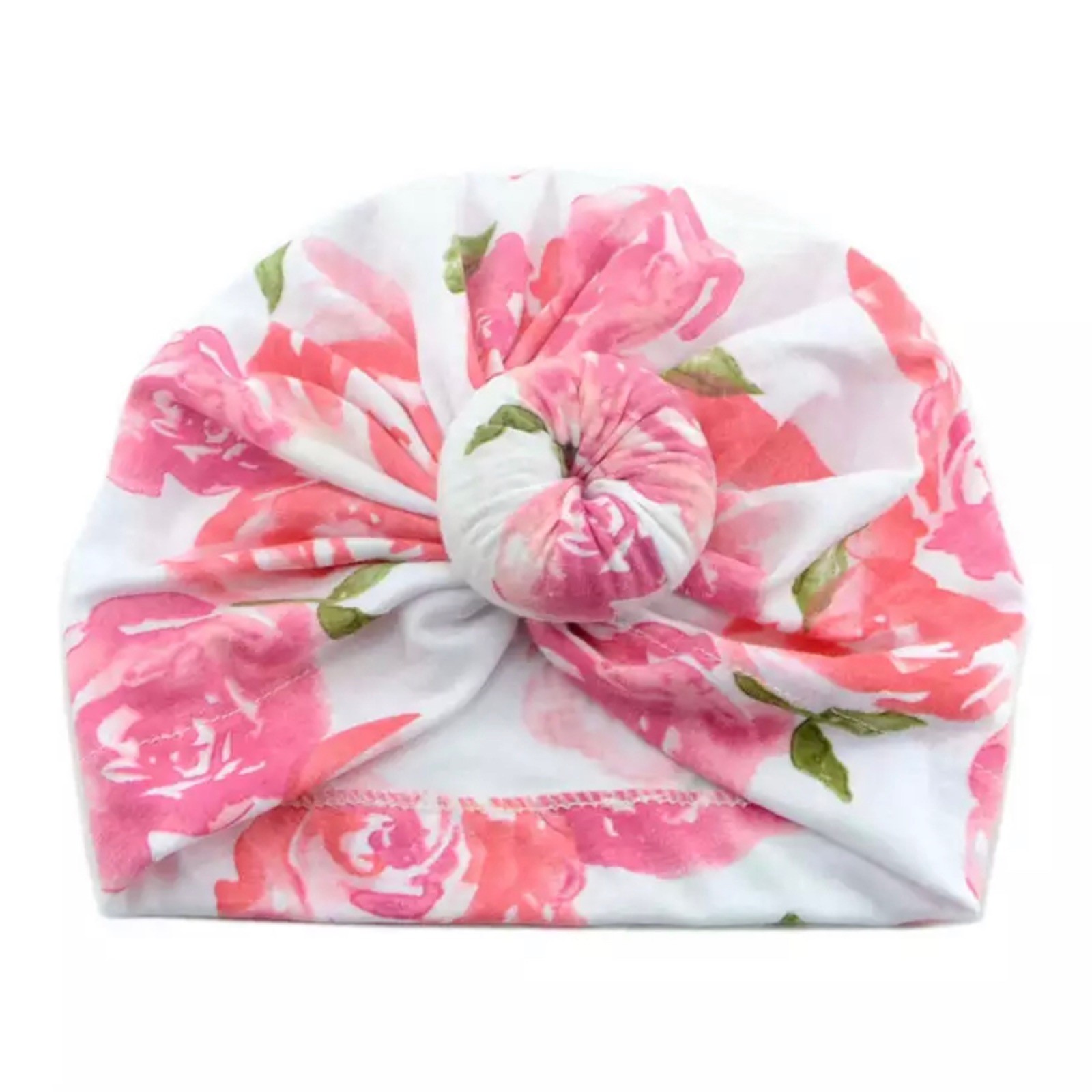 

Хлопковая однослойная детская шапочка с пончиком розы