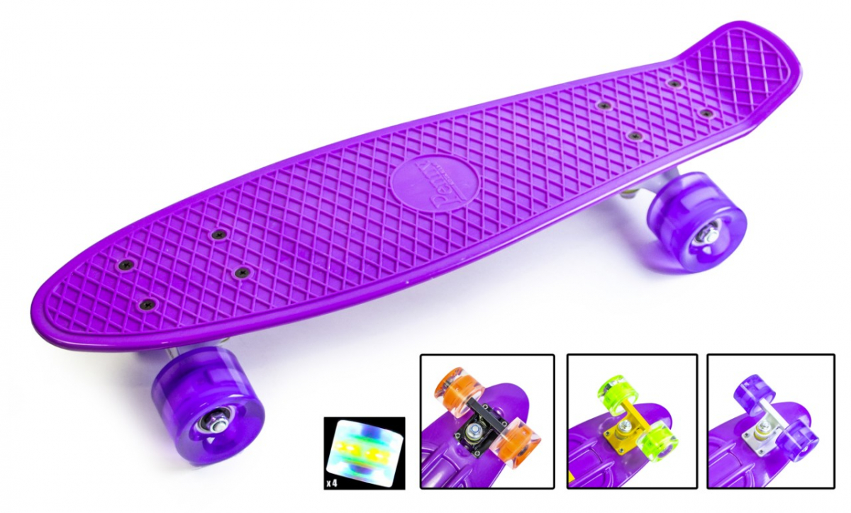 

Скейтборд, Пенни борд Penny Board Фиолетовый Светящиеся колеса (SD)-