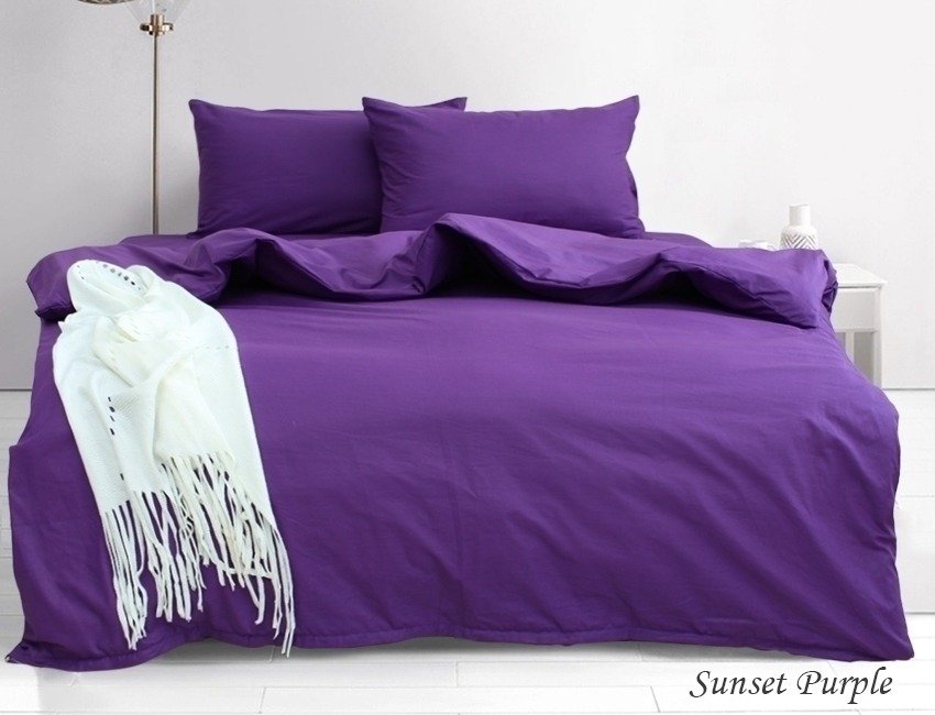 

Комплект однотонного постельного белья ранфорс TAG Sunset Purple Полуторный