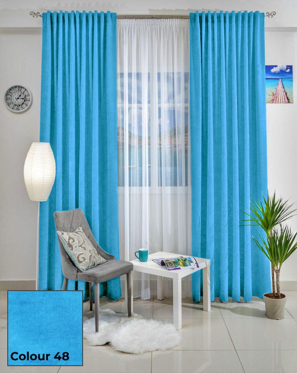 

Комплект штор Элегант- Нюанс 260*270 2 шт небесный №48