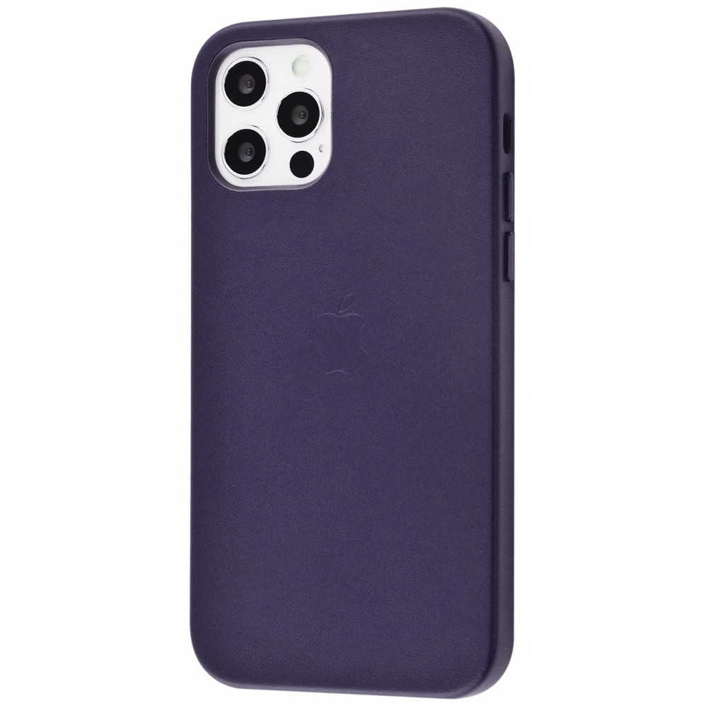 

Чехол-накладка с мягкой подкладкой PRC Leather Case with MagSafe iPhone 12/12 Pro deep violet Фиолетовый