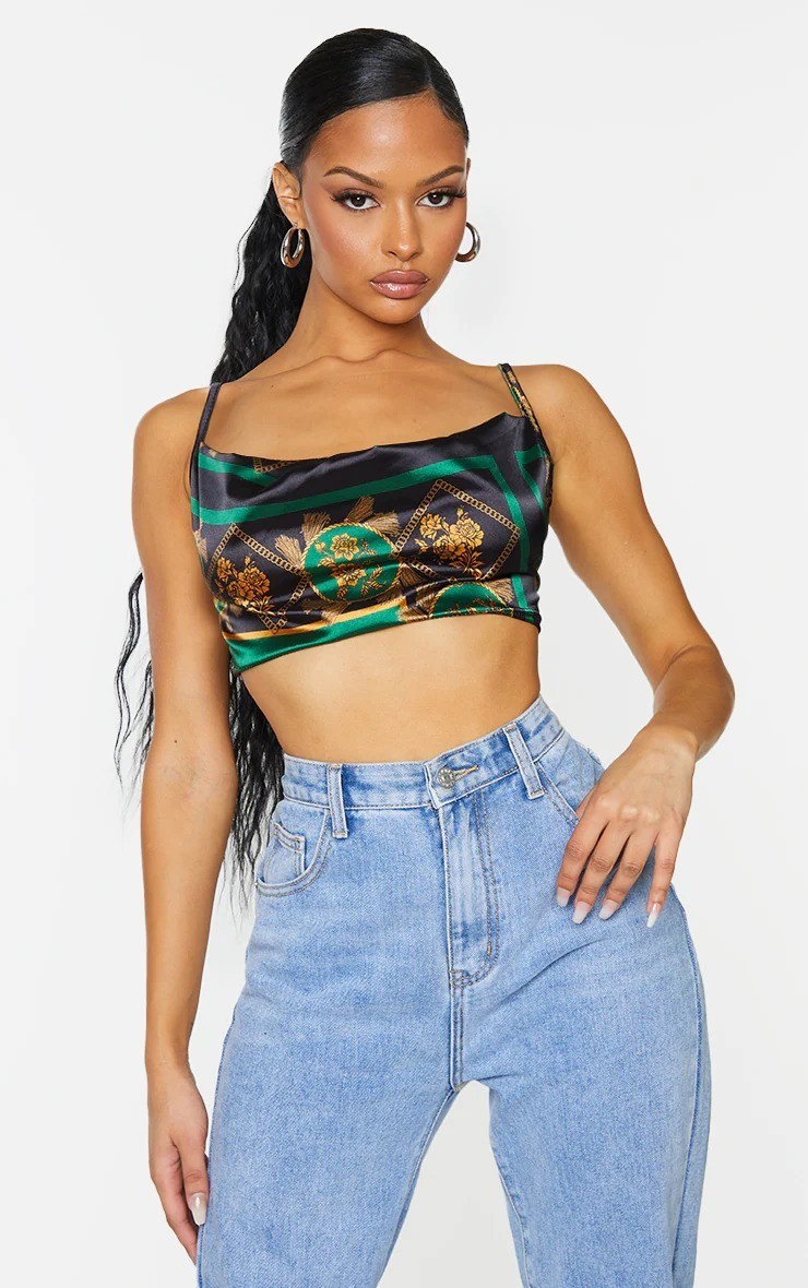 

Женский топ PrettyLittleThing  зелено-черный 4823085614199, Женский топ PrettyLittleThing 44 зелено-черный 4823085614199