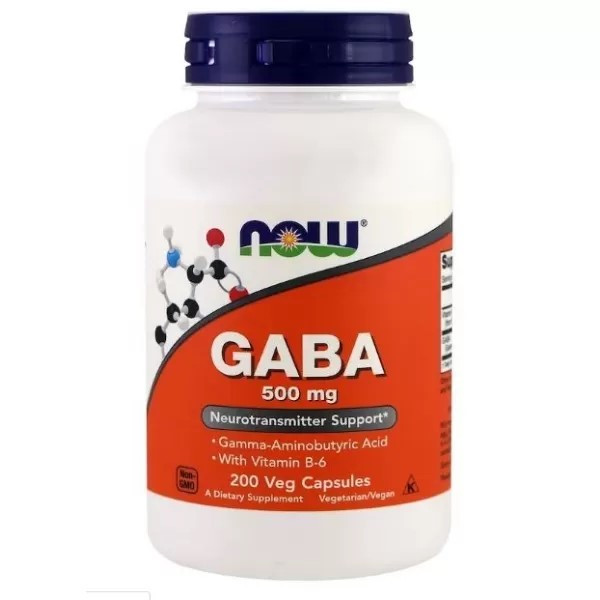 

Витамины и минералы NOW Foods GABA 500 mg 200 вег капсул