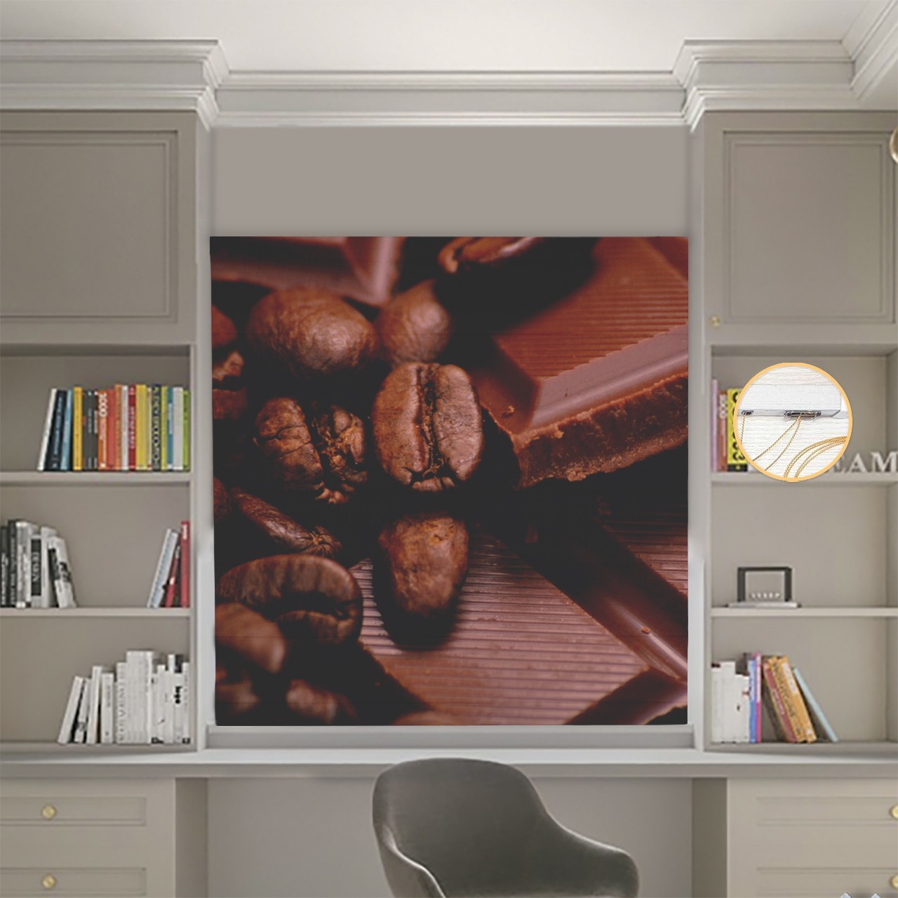 

Римские шторы DECOLIV Фотопечать Кофейные зерна 00-385 Блэкаут 40*170 см