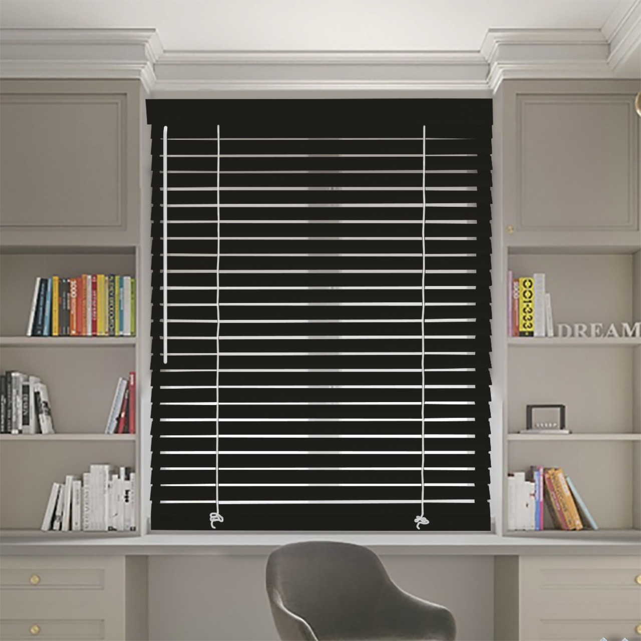 

Жалюзи деревянные горизонтальные 80x160 cм 50 мм черно-коричневые №7 DECOLIV