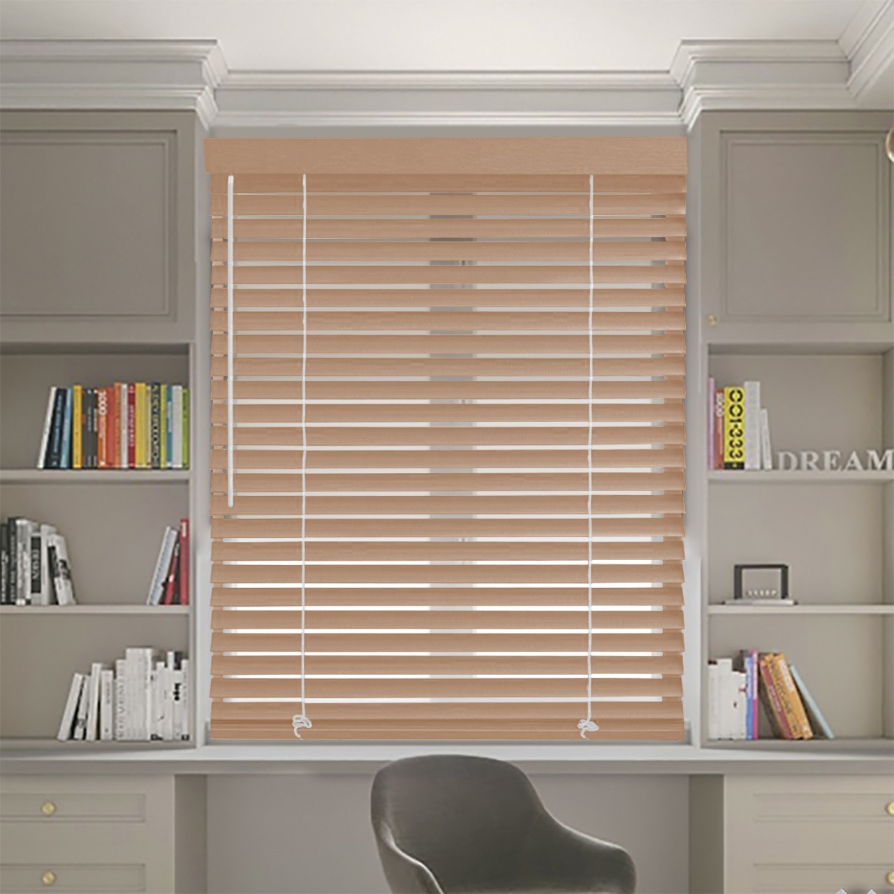 

Жалюзи деревянные горизонтальные 100x160 cм 50 мм бежевые №2 DECOLIV
