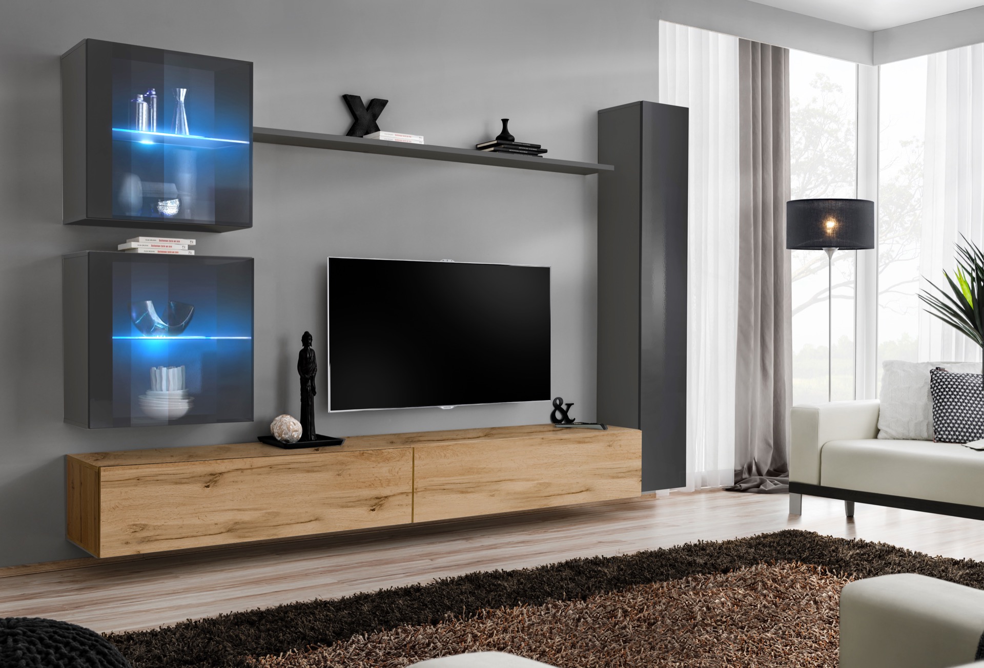 

Меблева стінка Switch XVIII ASM GWT SW 18 графіт/ дуб вотан