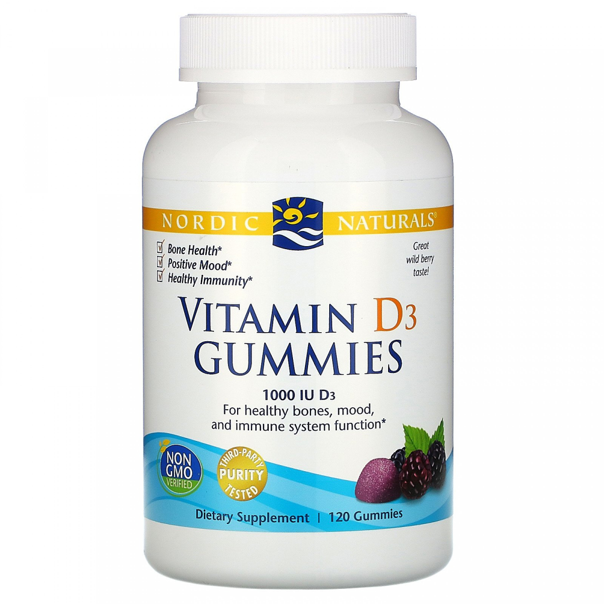 

Витамин Д3 лесные ягоды Nordic Naturals (Vitamin D3 Gummies) 1000 МЕ 120 жевательных конфет