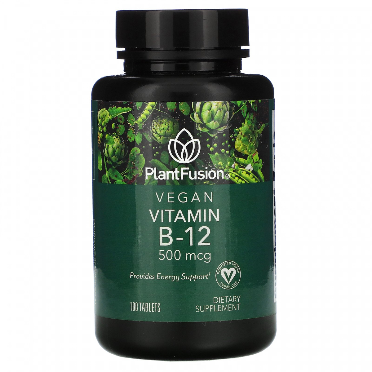 

Веганский витамин В12, Vegan Vitamin B-12, PlantFusion, 500 мкг, 100 таблеток
