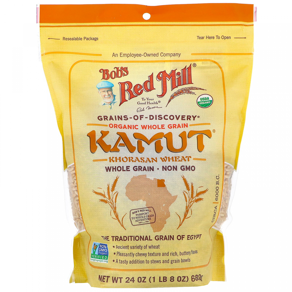 

Органический камут, цельные зерна, Bob's Red Mill, 680 г