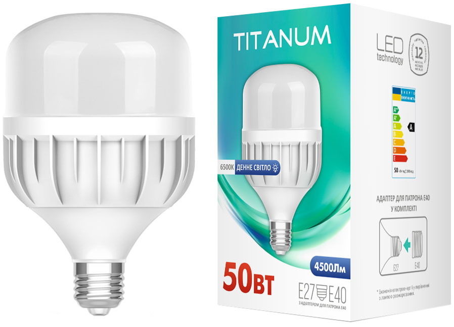 

Светодиодная лампа Titanum A138 50W E27 6500К
