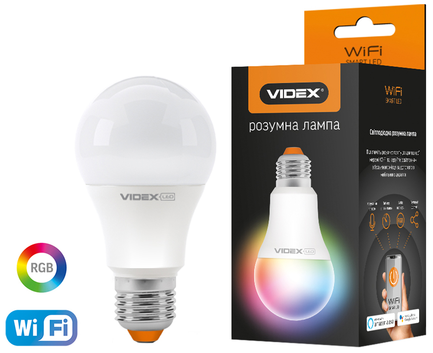 

Светодиодная смарт лампа VIDEX A60 RGB CW WI-FI 12W E27