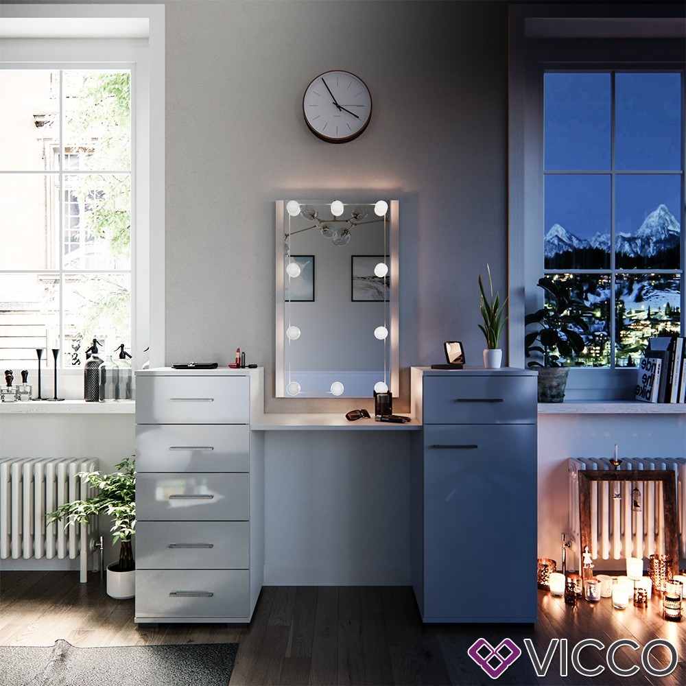 

Туалетный столик с подсветкой зеркала, Vicco Zoe, белый