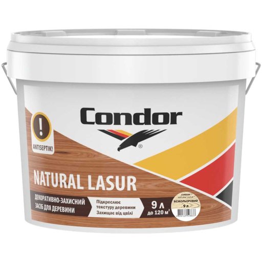 

Лазурь акриловая Condor Natural прозрачная 9 л (11968131)