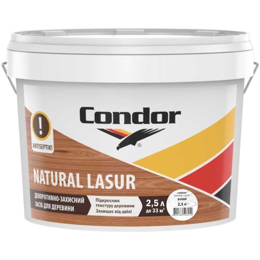 

Лазурь акриловая Condor Natural белая 2,5 л (11968152)