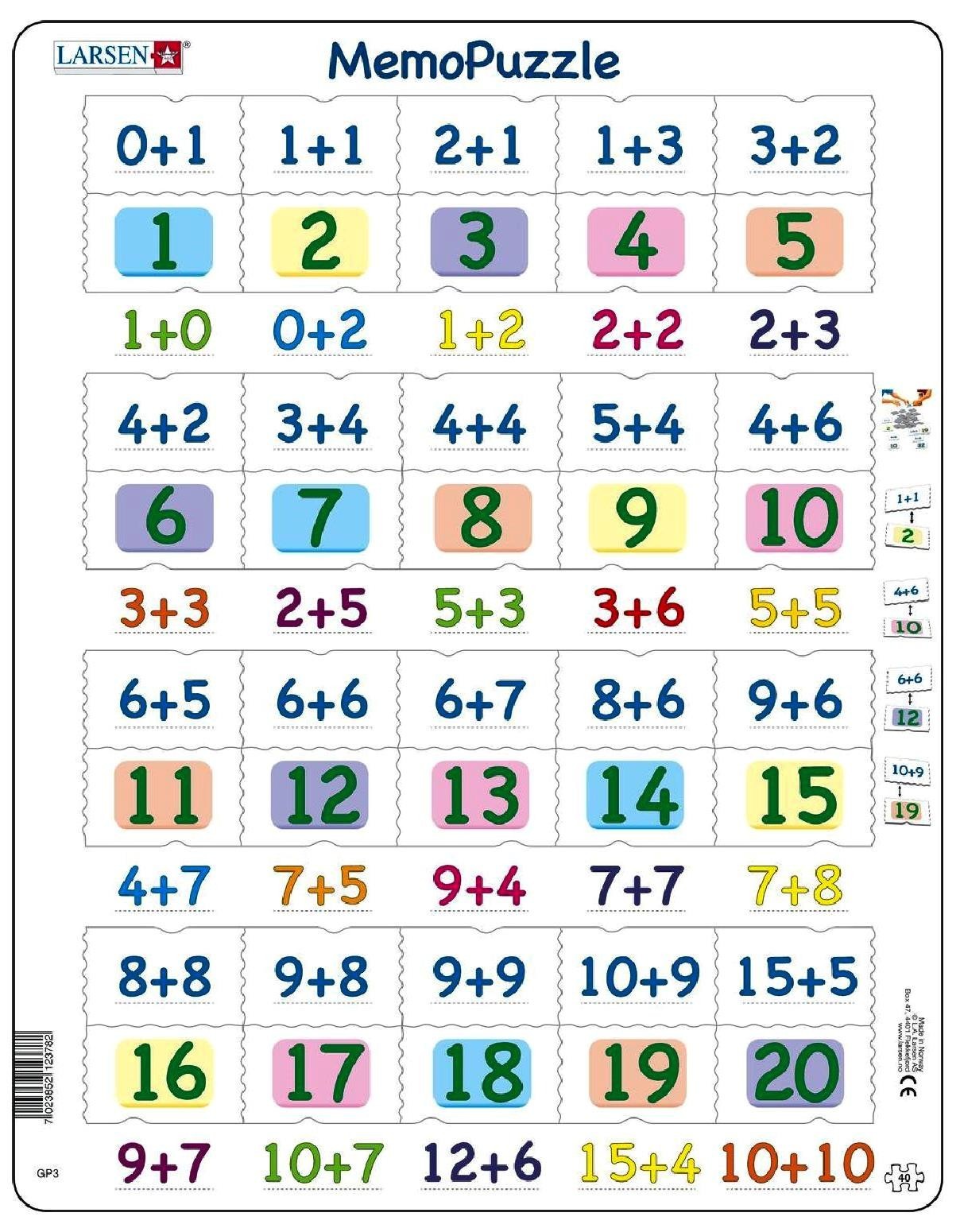 

Пазл Larsen Мемо Сложение чисел 0-20 из серии Макси (GP3)