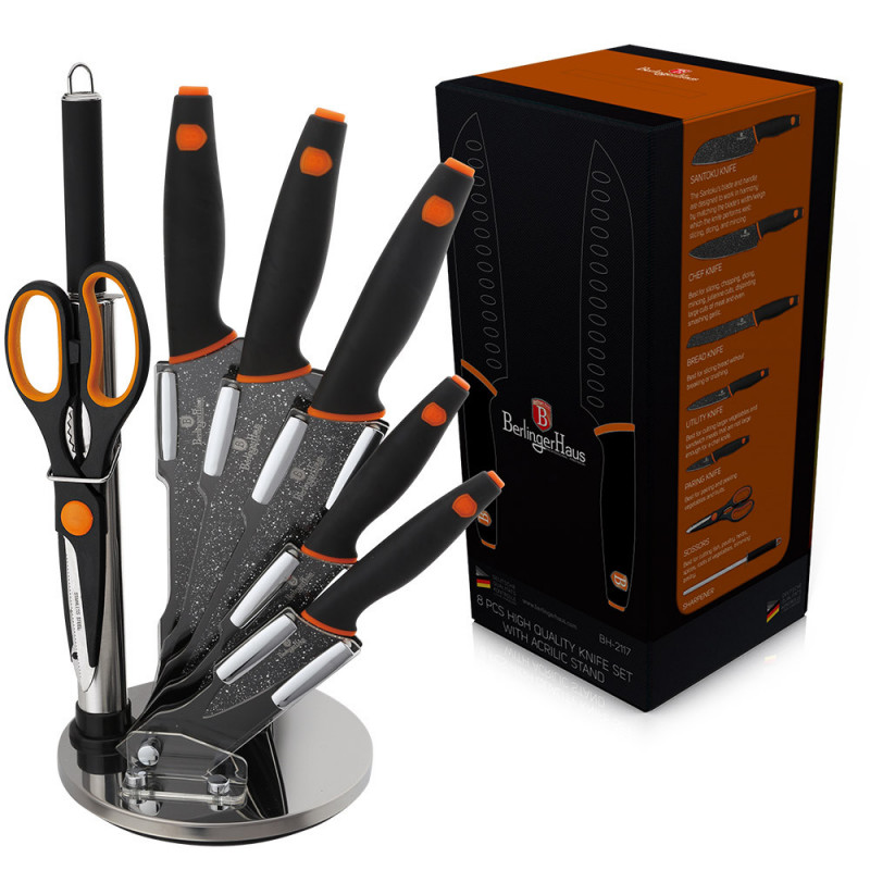 

Набор ножей на подставке Granit Diamond Line black 8 предметов Berlinger Haus BH-2117