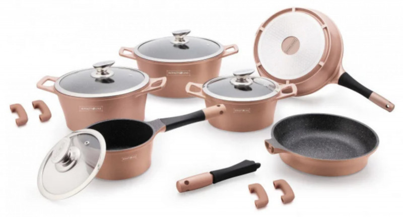 

Набор кухонной посуды Royalty Line RL-ES-1014M-copper оранжевый 14 предметов