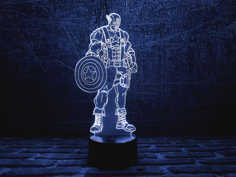 

Детский ночник для мальчика"Капитан Америка 1" 3DTOYSLAMP