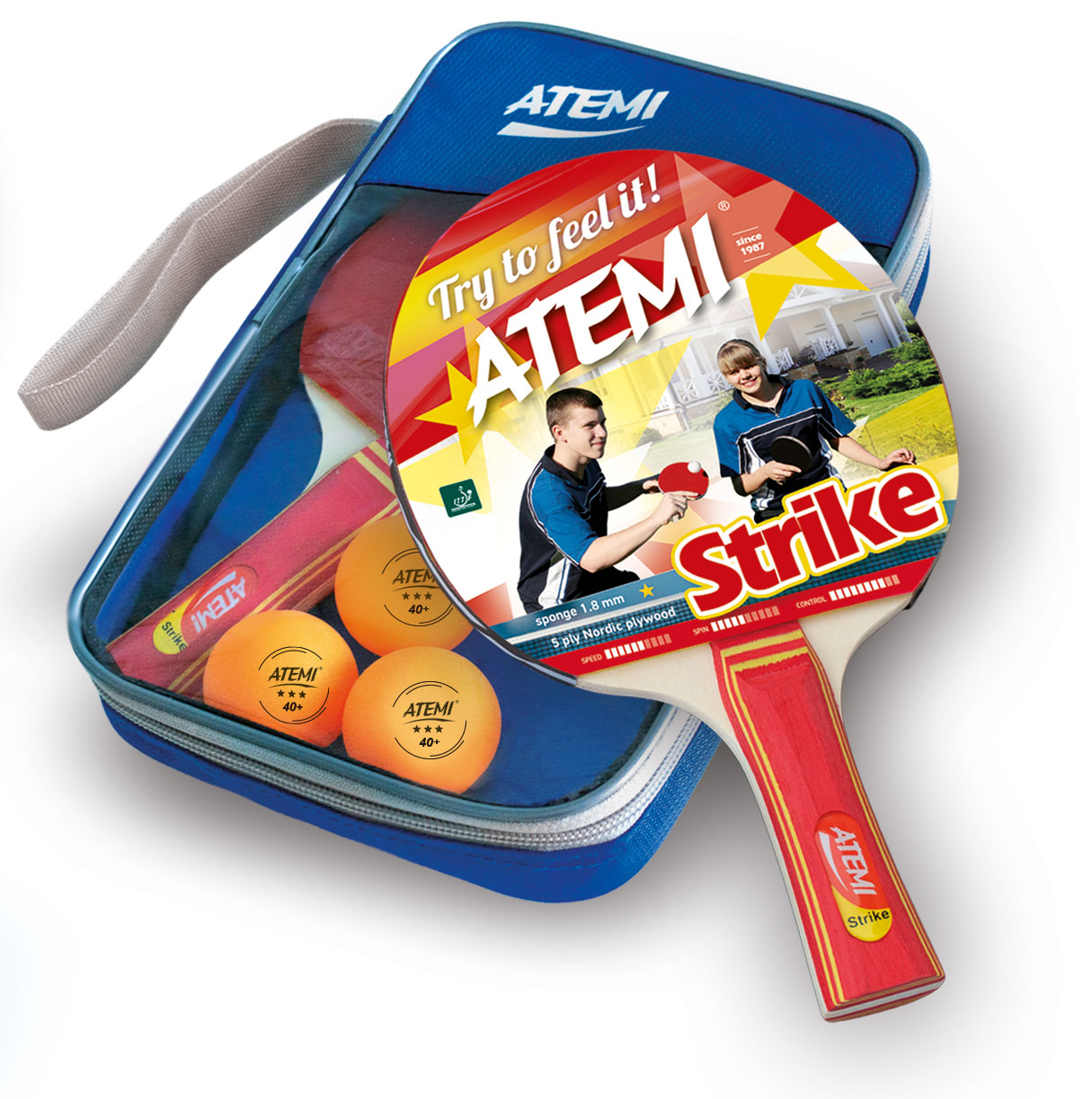 

Набор для настольного тенниса ATEMI Strike (2 р + 3 м + чехол) (00044011)