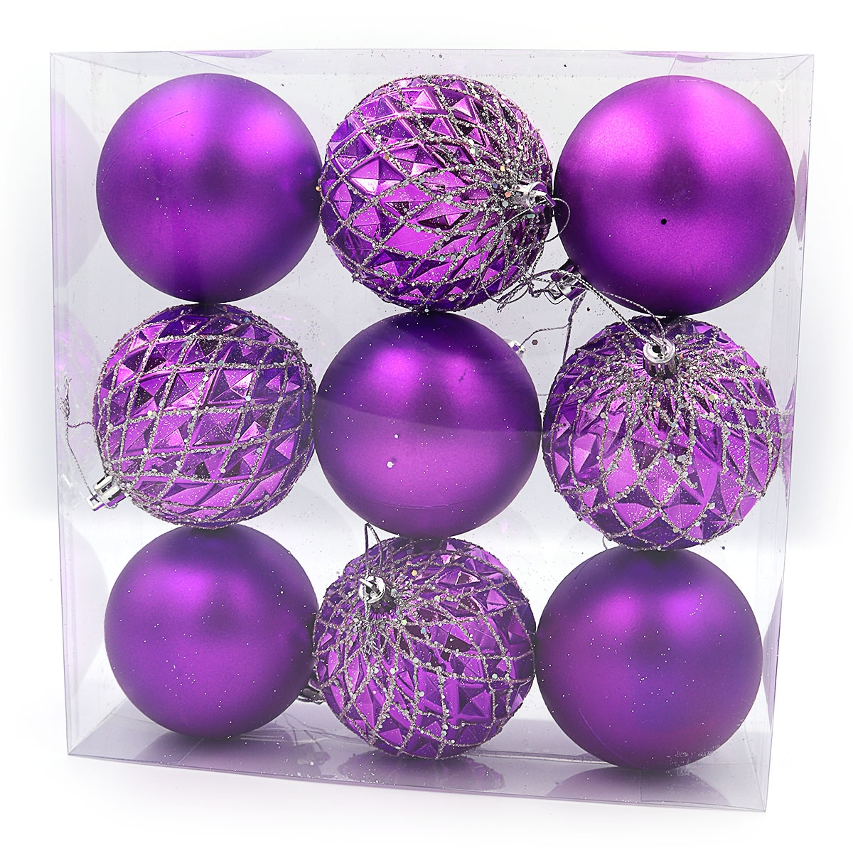

Набор елочных шаров фиолет. "Christmas" D8cm 9шт PVC, 1шт/этик