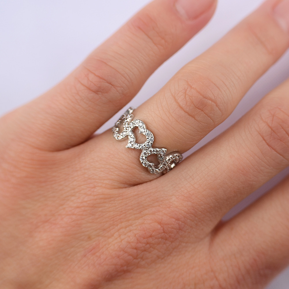 

Женское серебряное кольцо Сердца 45-kr 17.5