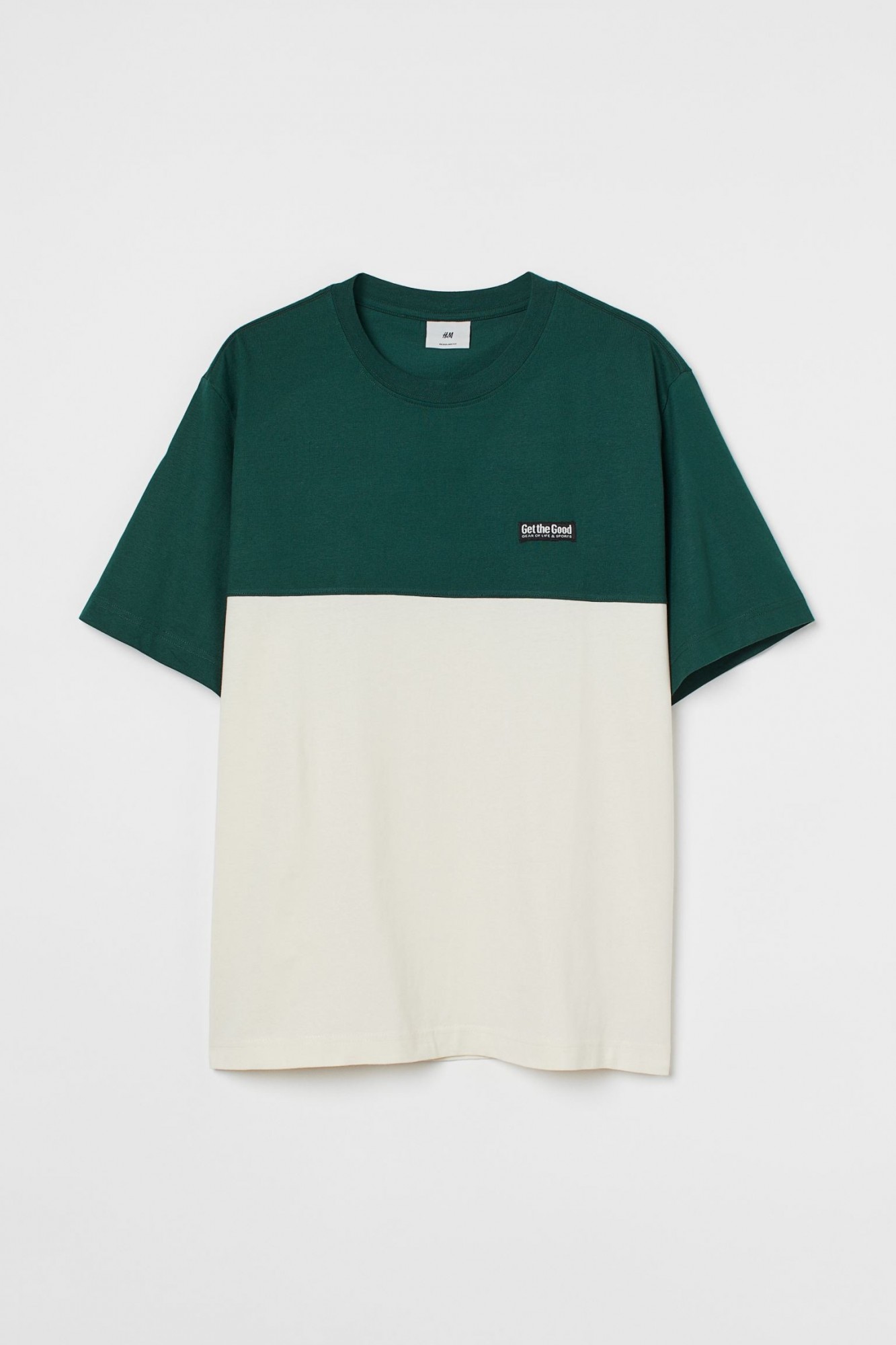 

Футболка H&M контрастной расцветки размер  темно-зеленый/белый 0986376003, Футболка H&M контрастной расцветки размер S темно-зеленый/белый 0986376003