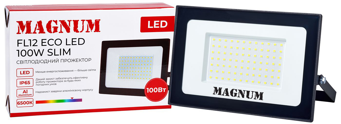 

Светодиодный прожектор MAGNUM FL12 ECO LED slim 100Вт 6500К IP65 (90018087)