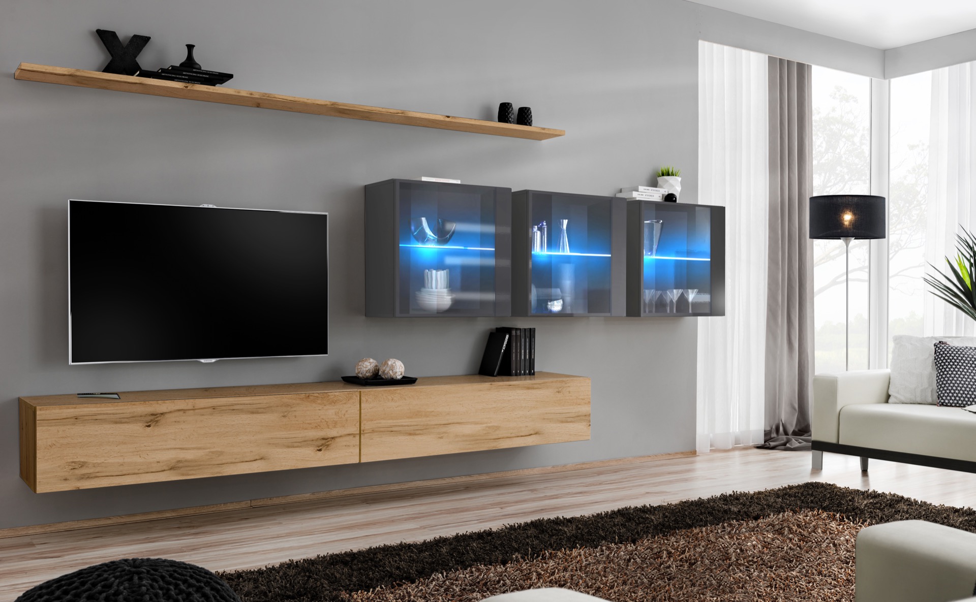 

Меблева стінка Switch XVII ASM WTG SW 17 дуб вотан/ графіт