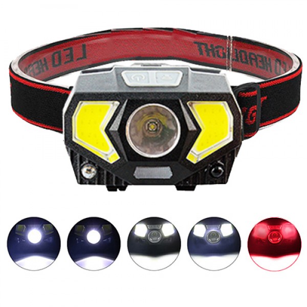 

Фонарь налобный Police W-7707/JQ-2201-XPE-2COB(red)+ 1LED(blue) датчик движения, велокрепл, ЗУ (W-7707/JQ-2201)