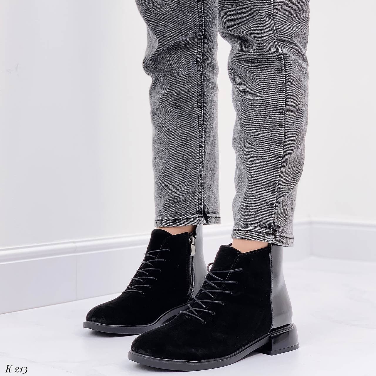 

Ботинки Женские Натуральная замша Зима (213) 38 24.5 см Черные